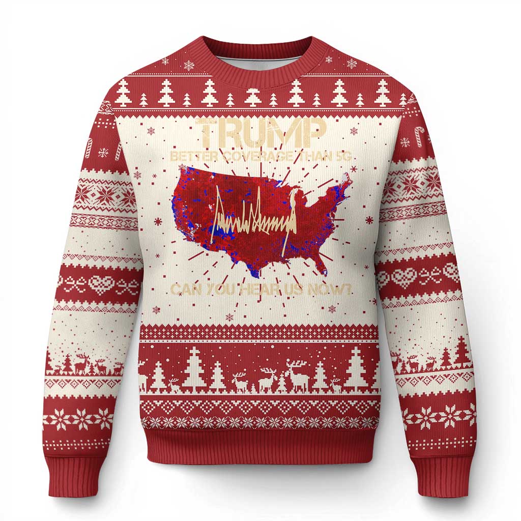 Trump 2024 Ugly Christmas Sweater Better Coverage Than Verizon Can You Hear Us Now Election Map TS10 Red Print Your Wear