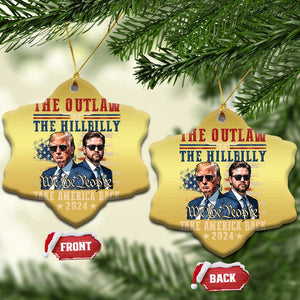 Trump Vance 2024 Christmas Ornament The Outlaw And Hillbilly US Flag TS10 Snow Flake Gold Print Your Wear