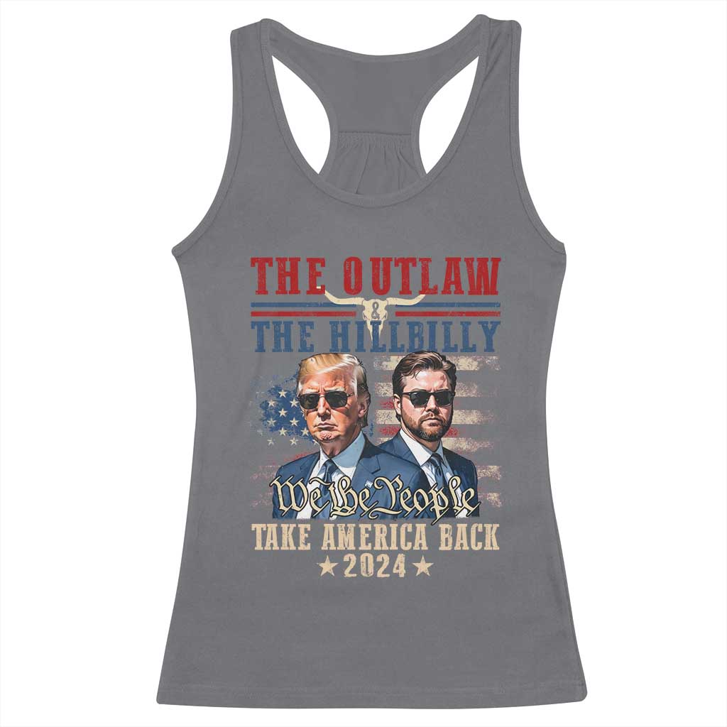 Trump Vance 2024 Racerback Tank Top The Outlaw And Hillbilly US Flag TS10 Charcoal Print Your Wear