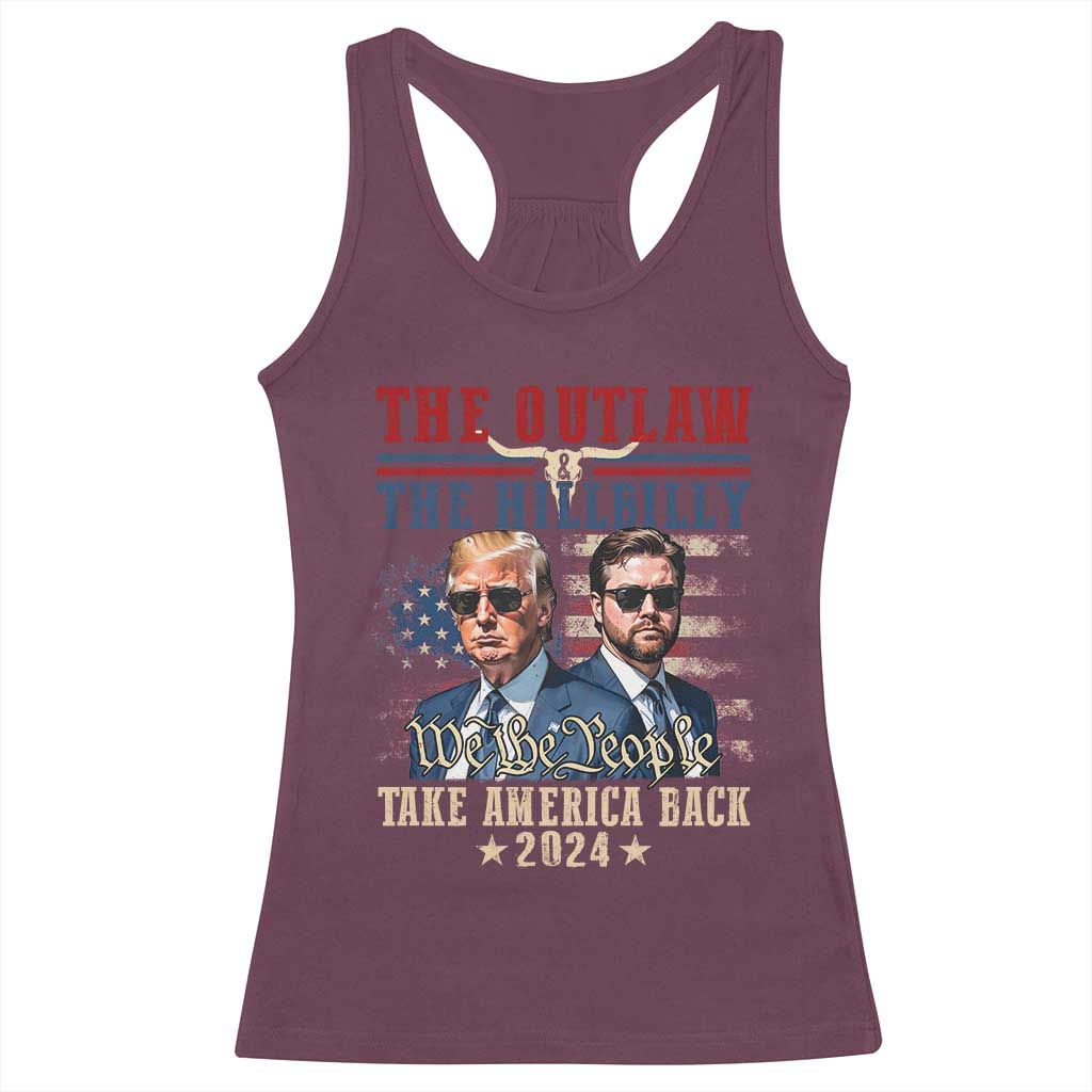 Trump Vance 2024 Racerback Tank Top The Outlaw And Hillbilly US Flag TS10 Maroon Print Your Wear