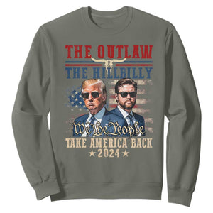 Trump Vance 2024 Sweatshirt The Outlaw And Hillbilly US Flag TS10 Military Green Print Your Wear