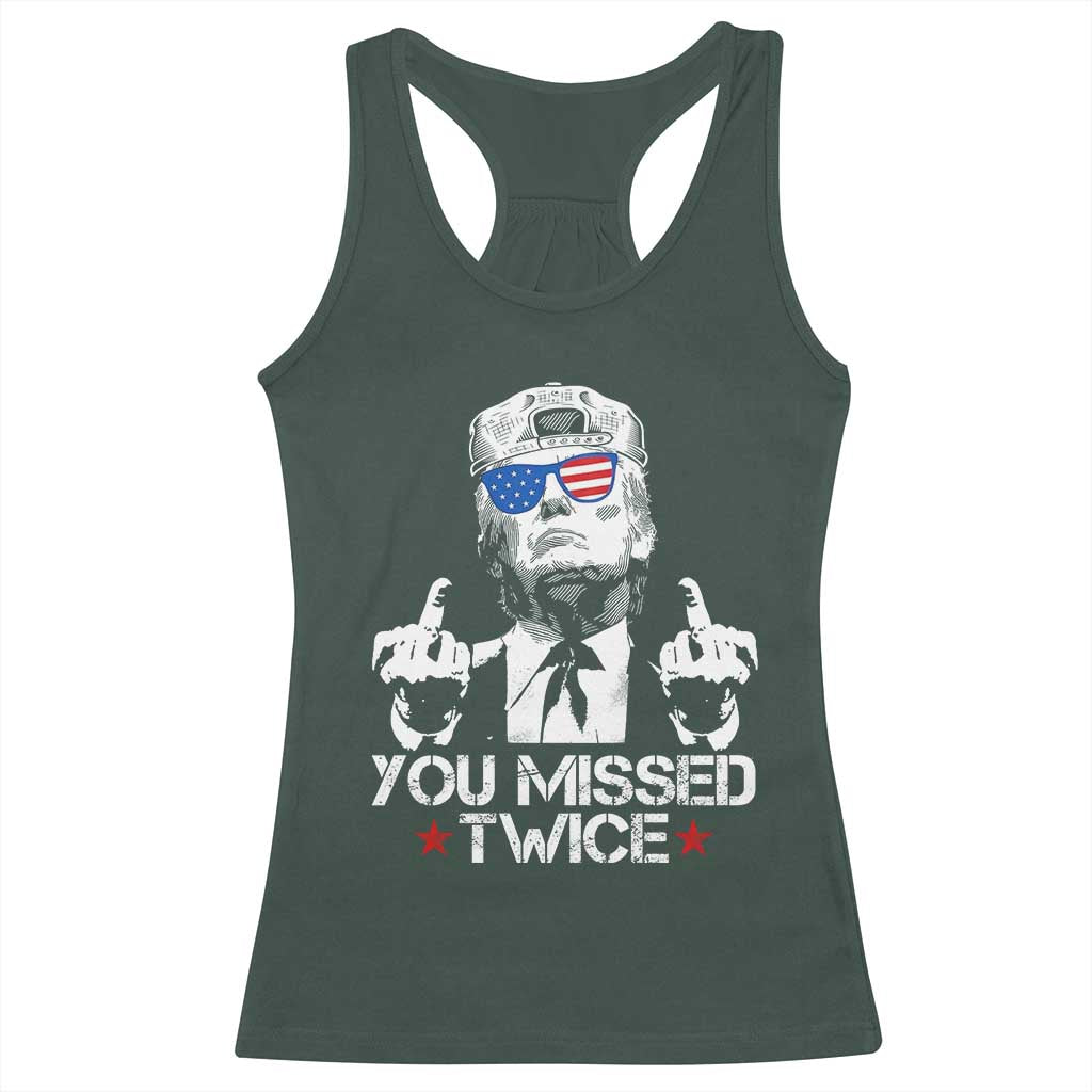 Trump Won Again 2024 Racerback Tank Top We're Taking America Back US American Flag TS10 Dark Forest Green Print Your Wear