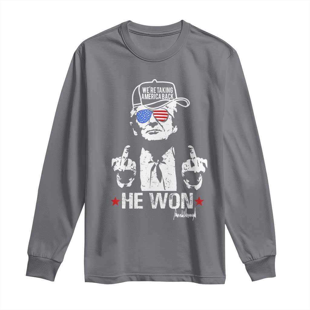 Trump 2024 Long Sleeve Shirt We're Taking America Back You Missed Bitch TS10 Charcoal Print Your Wear