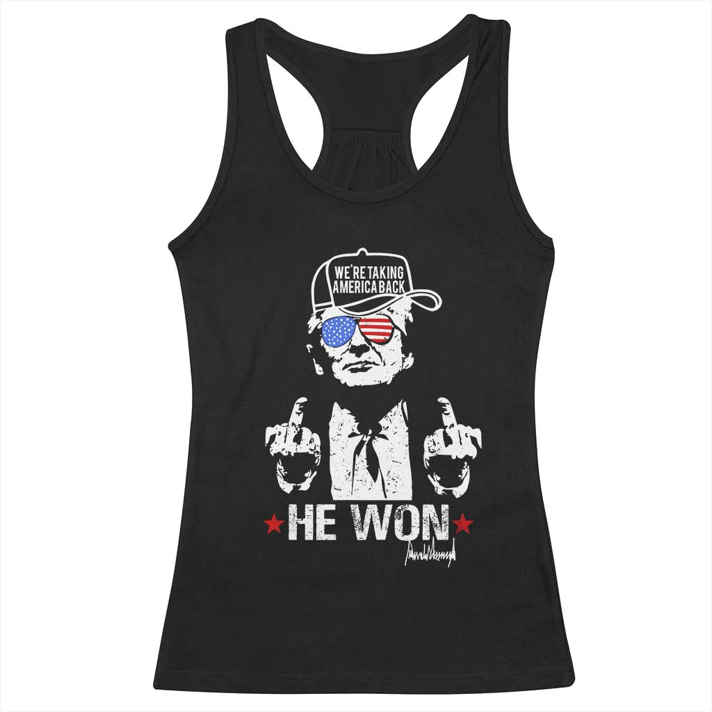 Trump 2024 Racerback Tank Top We're Taking America Back You Missed Bitch TS10 Black Print Your Wear