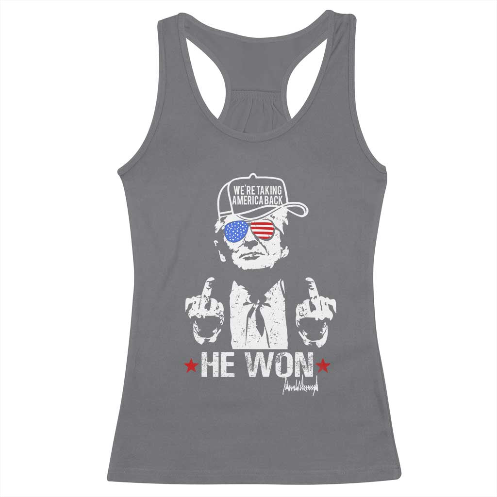 Trump 2024 Racerback Tank Top We're Taking America Back You Missed Bitch TS10 Charcoal Print Your Wear