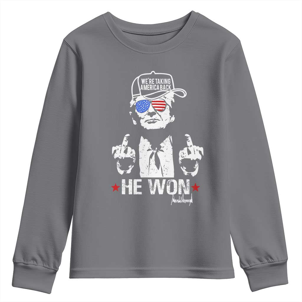 Trump 2024 Youth Sweatshirt We're Taking America Back You Missed Bitch TS10 Charcoal Print Your Wear