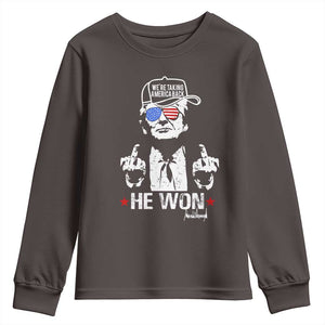 Trump 2024 Youth Sweatshirt We're Taking America Back You Missed Bitch TS10 Dark Chocolate Print Your Wear