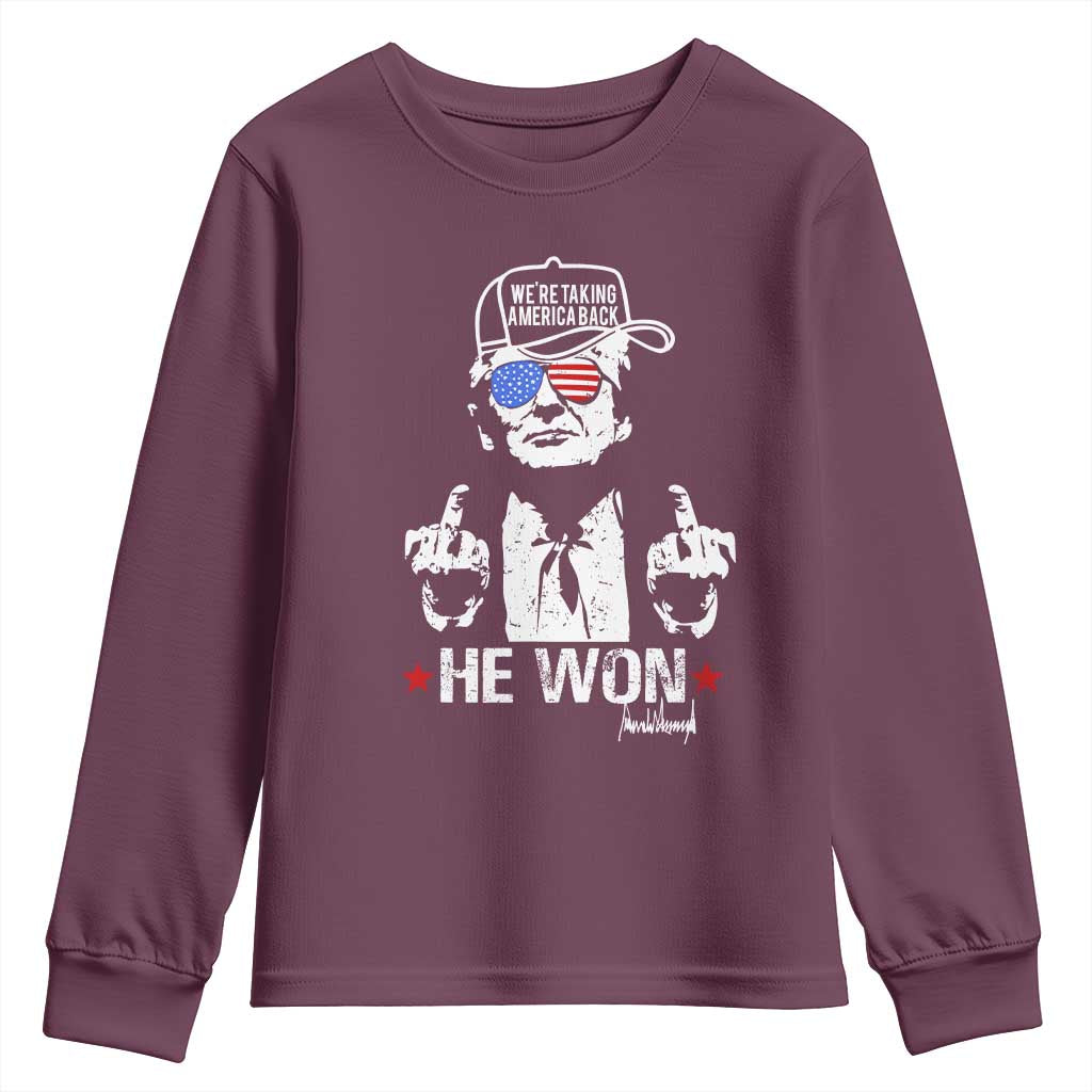 Trump 2024 Youth Sweatshirt We're Taking America Back You Missed Bitch TS10 Maroon Print Your Wear