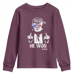 Trump 2024 Youth Sweatshirt We're Taking America Back You Missed Bitch TS10 Maroon Print Your Wear