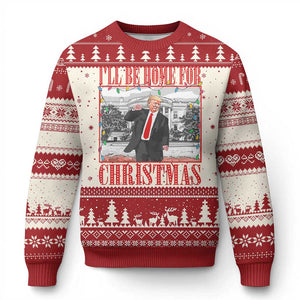 Funny Xmas Trump Ugly Christmas Sweater Vintage Santa Ill Be Home For Christmas Daddy's Home Pajamas TS10 Red Print Your Wear
