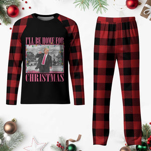 Funny Xmas Trump Plaid Pajama Set Ill Be Home For Christmas Santa Daddy's Home Pajamas TS10 Buffalo Plaid Print Your Wear