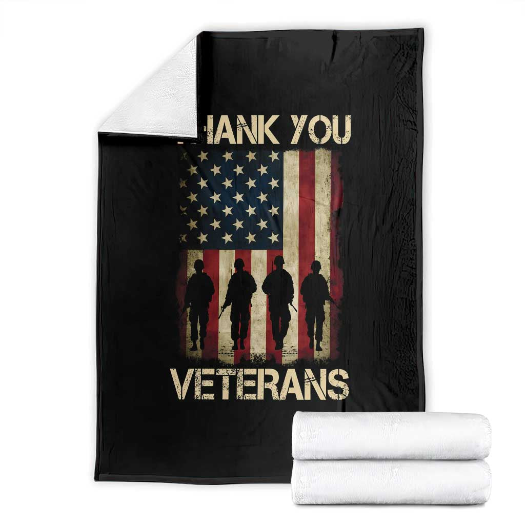 Thank You Veterans Throw Blanket Veterans Day Patriotic American Flag TS10 Black Print Your Wear
