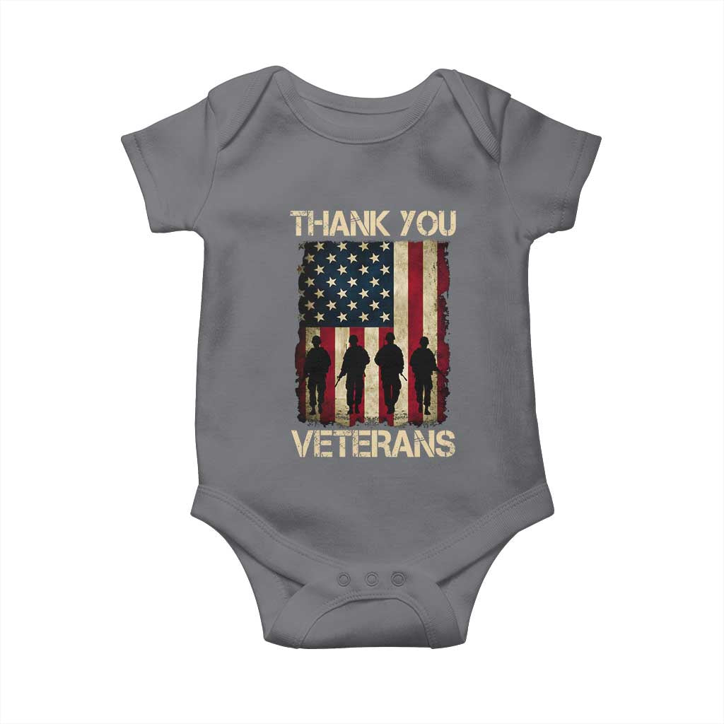 Thank You Veterans Baby Onesie Veterans Day Patriotic American Flag TS10 Charcoal Print Your Wear