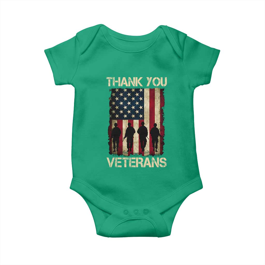 Thank You Veterans Baby Onesie Veterans Day Patriotic American Flag TS10 Irish Green Print Your Wear