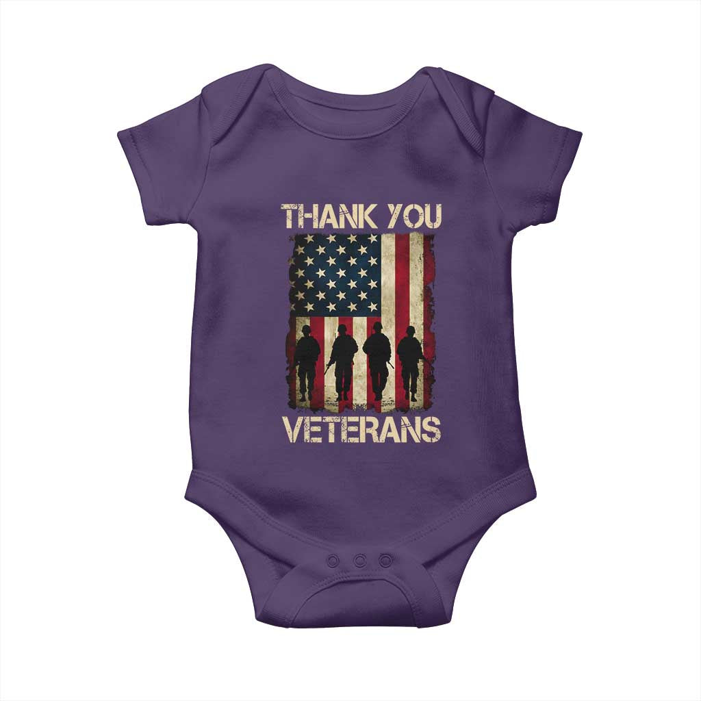 Thank You Veterans Baby Onesie Veterans Day Patriotic American Flag TS10 Purple Print Your Wear