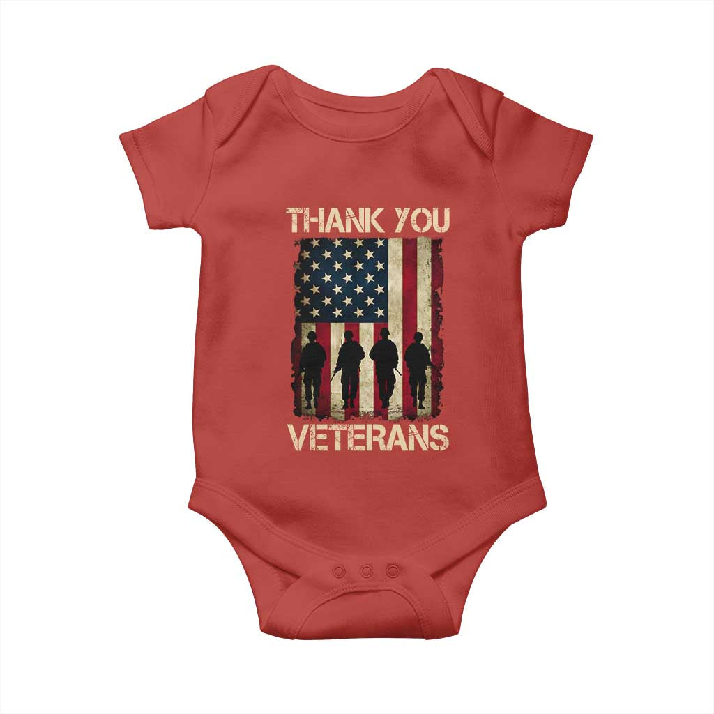 Thank You Veterans Baby Onesie Veterans Day Patriotic American Flag TS10 Red Print Your Wear