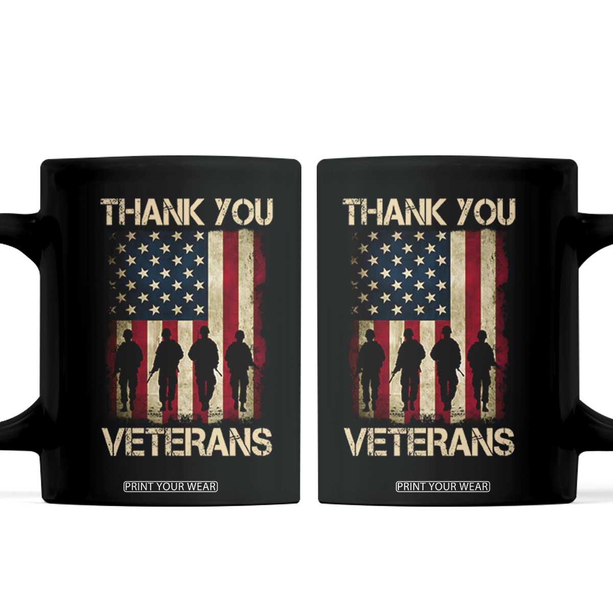 Thank You Veterans Coffee Mug Veterans Day Patriotic American Flag TS10 Black Print Your Wear