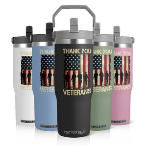 Thank You Veterans Flip Straw Tumbler Veterans Day Patriotic American Flag TS10 Print Your Wear