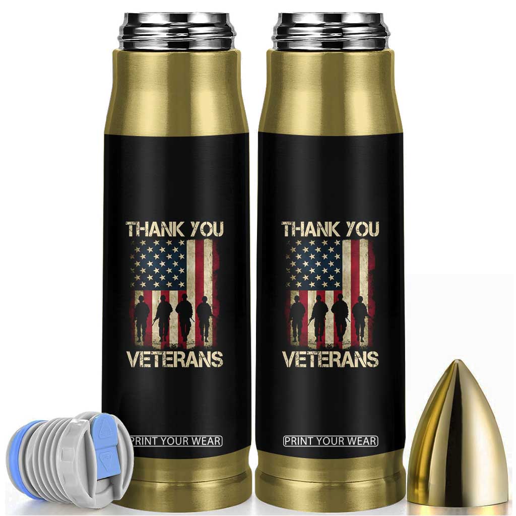 Thank You Veterans Bullet Tumbler Veterans Day Patriotic American Flag TS10 Black Print Your Wear