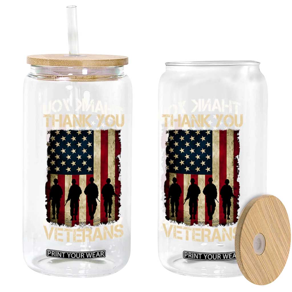 Thank You Veterans Glass Can Veterans Day Patriotic American Flag TS10 Print Your Wear