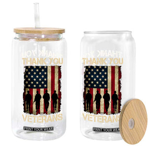 Thank You Veterans Glass Can Veterans Day Patriotic American Flag TS10 Print Your Wear