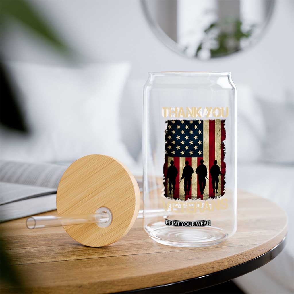 Thank You Veterans Glass Can Veterans Day Patriotic American Flag TS10 Print Your Wear