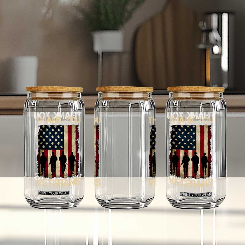 Thank You Veterans Glass Can Veterans Day Patriotic American Flag TS10 Print Your Wear