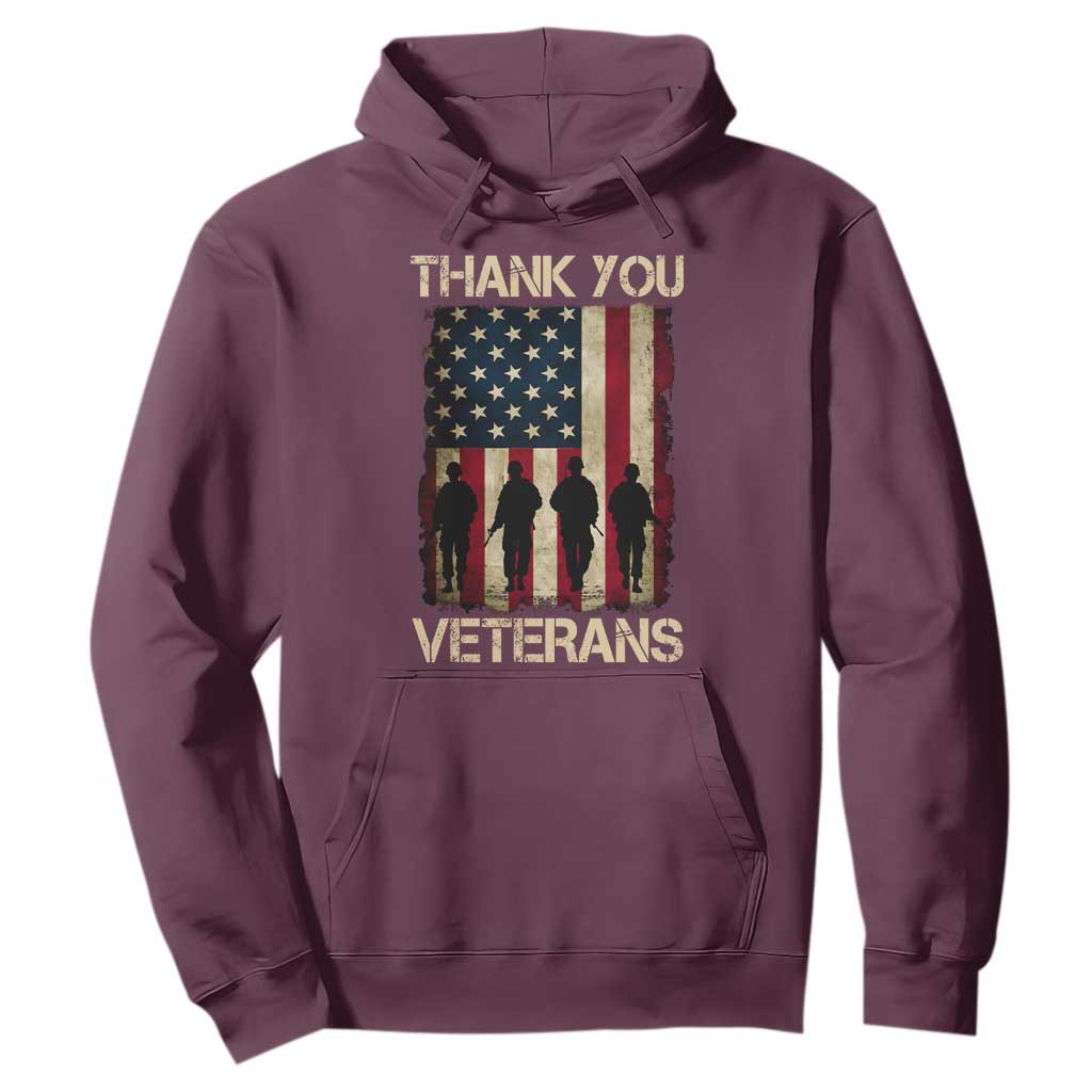 Thank You Veterans Hoodie Veterans Day Patriotic American Flag TS10 Maroon Print Your Wear