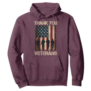 Thank You Veterans Hoodie Veterans Day Patriotic American Flag TS10 Maroon Print Your Wear