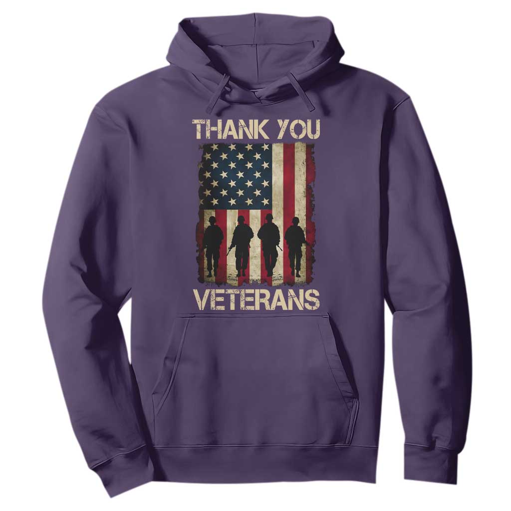 Thank You Veterans Hoodie Veterans Day Patriotic American Flag TS10 Purple Print Your Wear