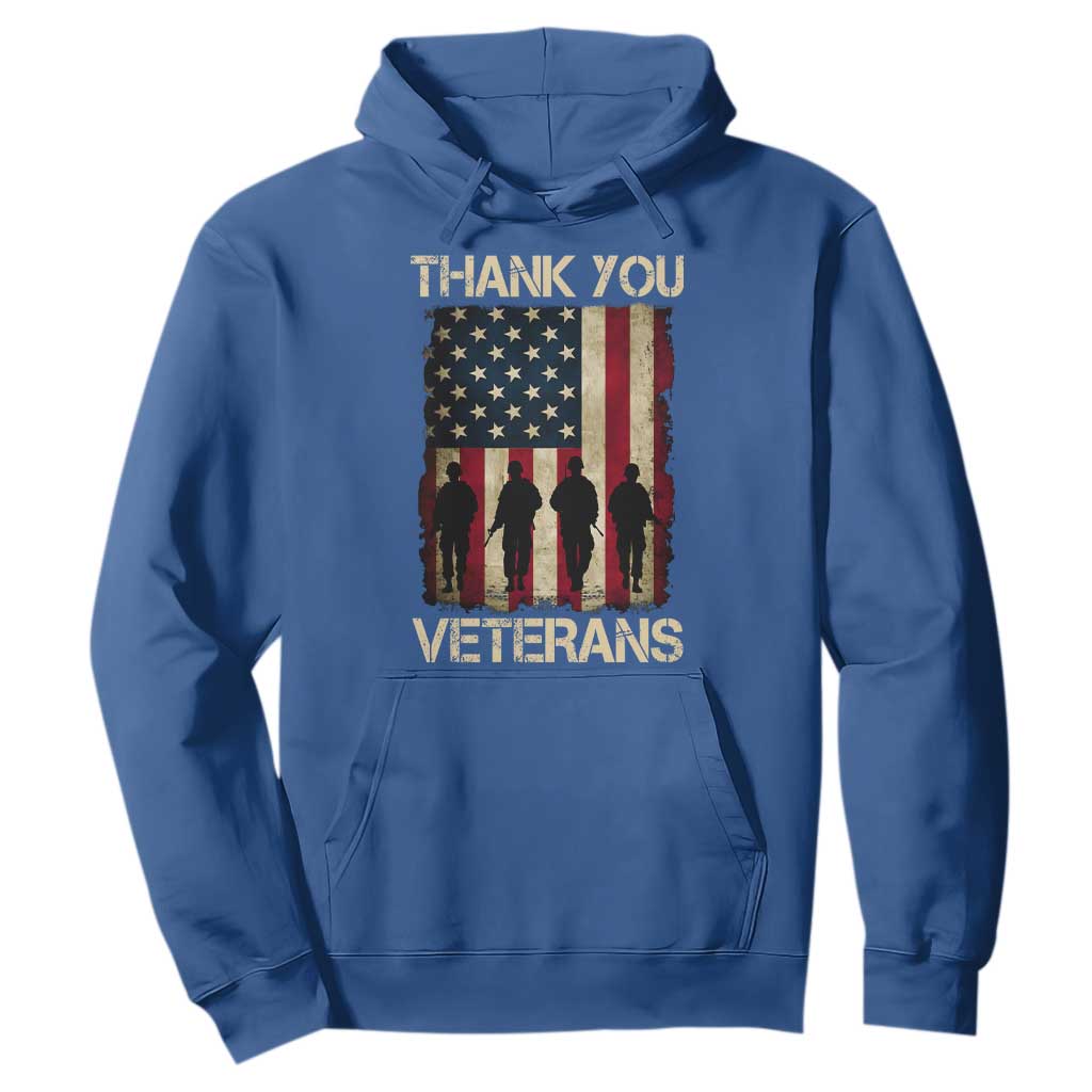 Thank You Veterans Hoodie Veterans Day Patriotic American Flag TS10 Royal Blue Print Your Wear