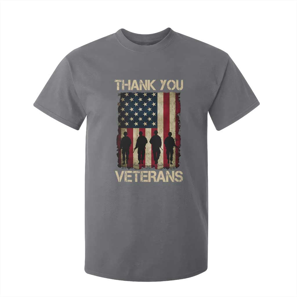 Thank You Veterans T Shirt For Kid Veterans Day Patriotic American Flag TS10 Charcoal Print Your Wear