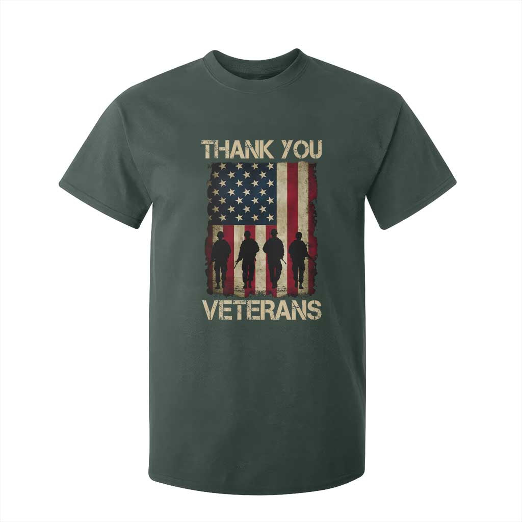 Thank You Veterans T Shirt For Kid Veterans Day Patriotic American Flag TS10 Dark Forest Green Print Your Wear