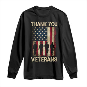 Thank You Veterans Long Sleeve Shirt Veterans Day Patriotic American Flag TS10 Black Print Your Wear