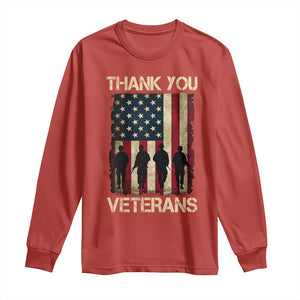 Thank You Veterans Long Sleeve Shirt Veterans Day Patriotic American Flag TS10 Red Print Your Wear