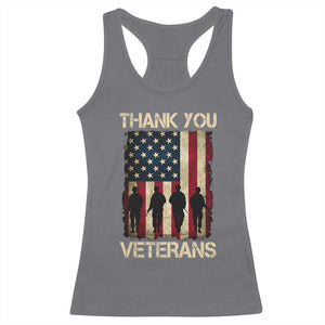 Thank You Veterans Racerback Tank Top Veterans Day Patriotic American Flag TS10 Charcoal Print Your Wear
