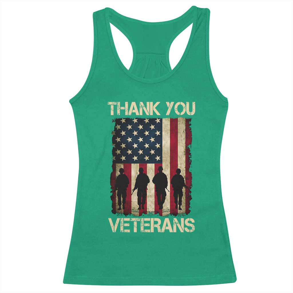 Thank You Veterans Racerback Tank Top Veterans Day Patriotic American Flag TS10 Irish Green Print Your Wear