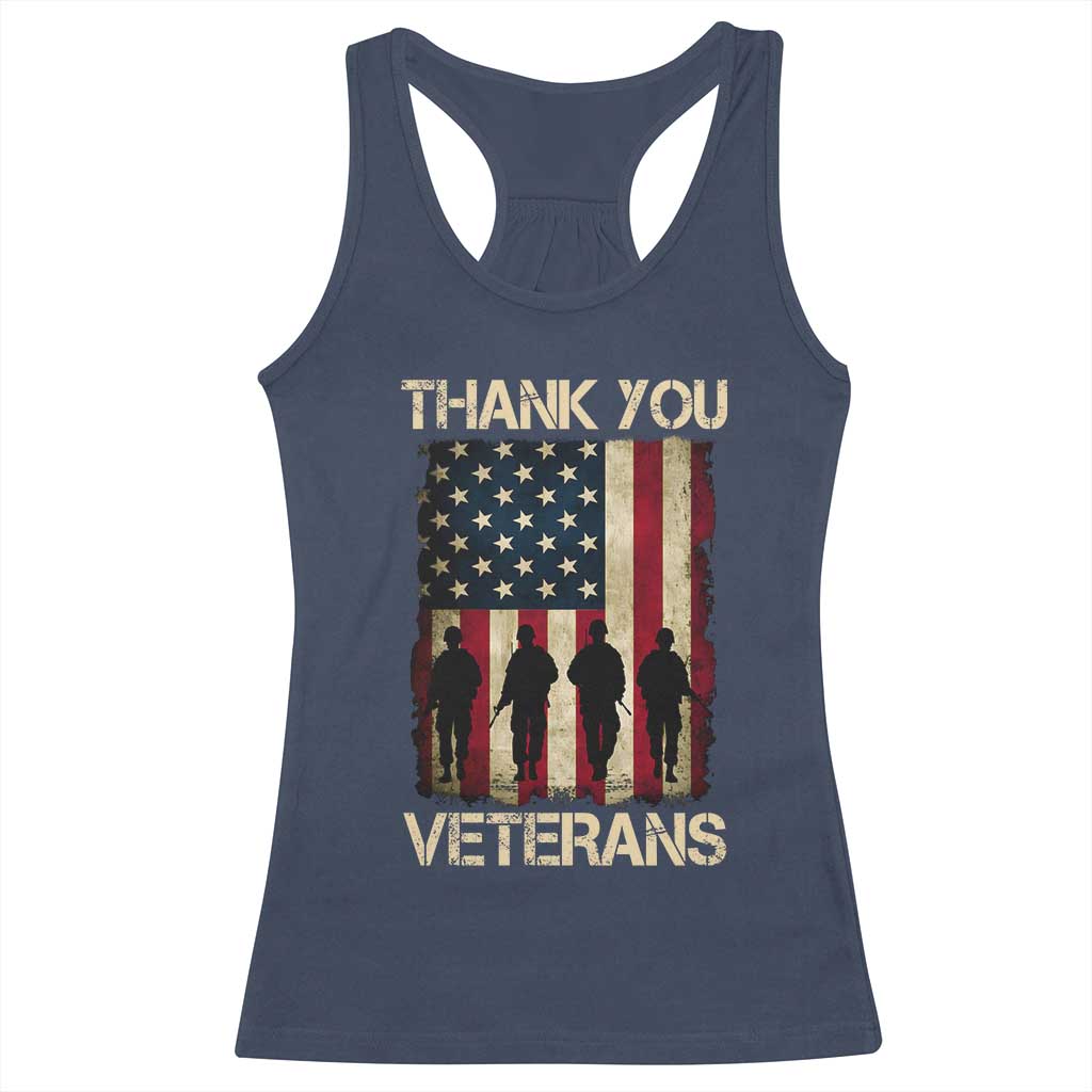 Thank You Veterans Racerback Tank Top Veterans Day Patriotic American Flag TS10 Navy Print Your Wear