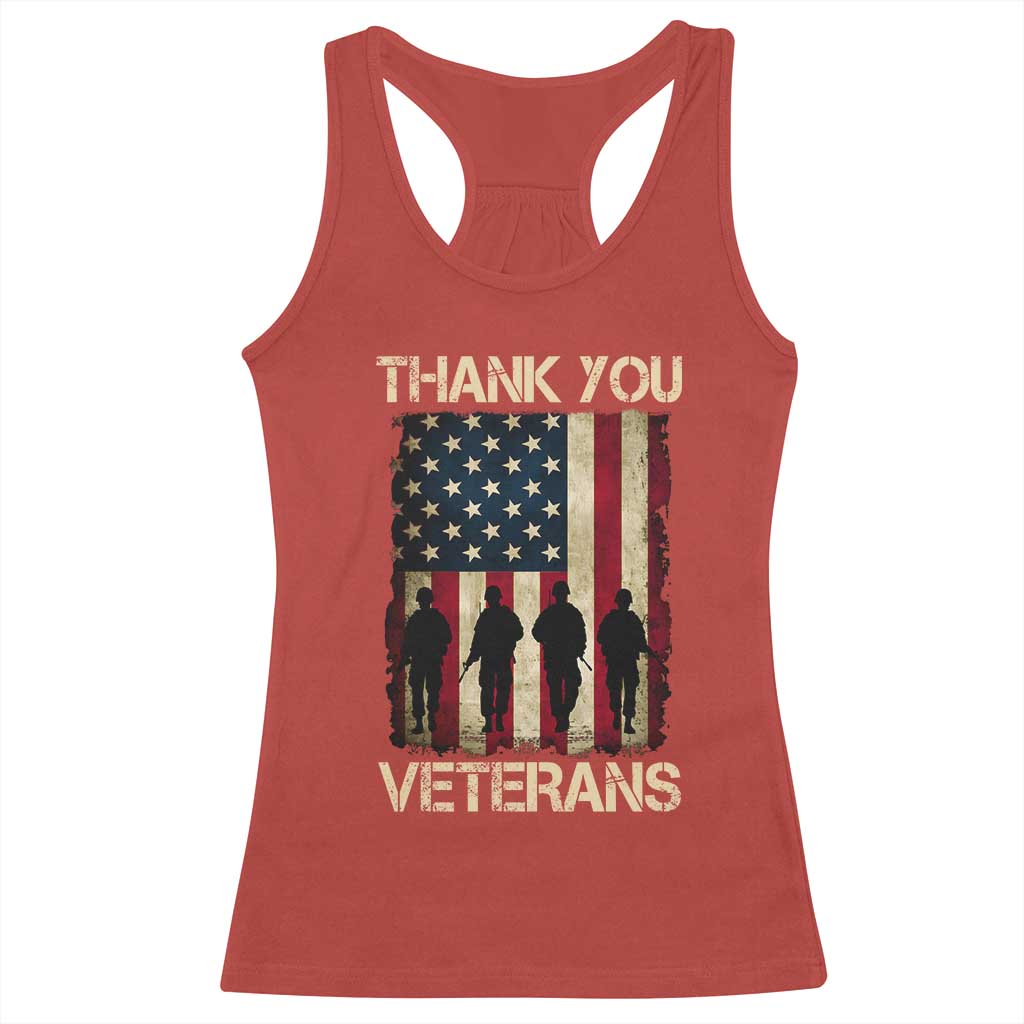 Thank You Veterans Racerback Tank Top Veterans Day Patriotic American Flag TS10 Red Print Your Wear