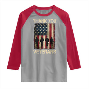 Thank You Veterans Raglan Shirt Veterans Day Patriotic American Flag TS10 Sport Gray Red Print Your Wear