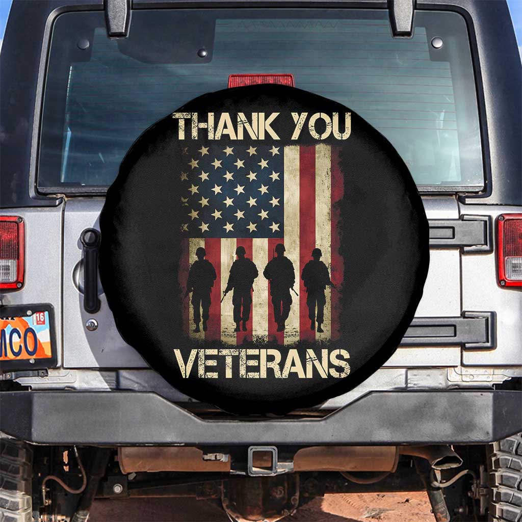 Thank You Veterans Spare Tire Cover Veterans Day Patriotic American Flag TS10 No hole Black Print Your Wear