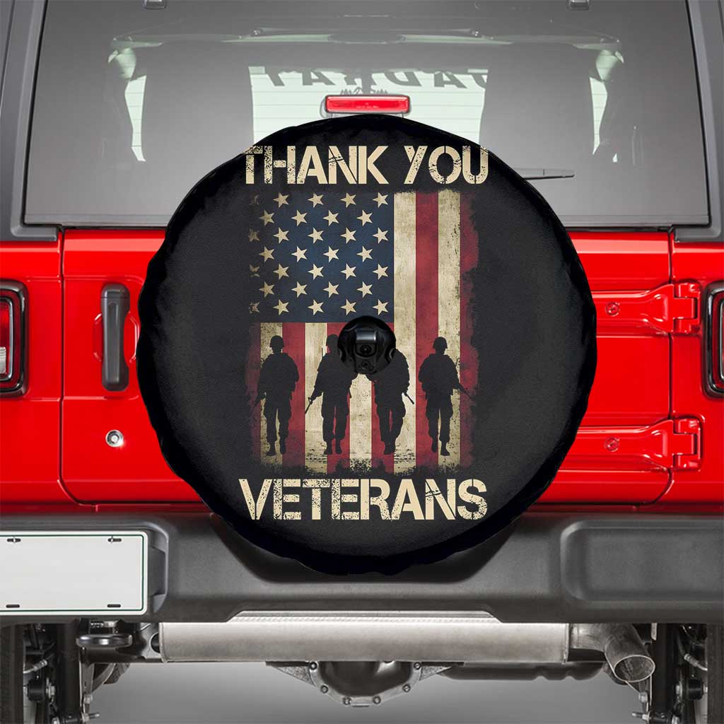 Thank You Veterans Spare Tire Cover Veterans Day Patriotic American Flag TS10 Black Print Your Wear