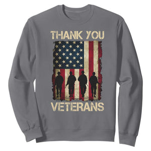 Thank You Veterans Sweatshirt Veterans Day Patriotic American Flag TS10 Charcoal Print Your Wear