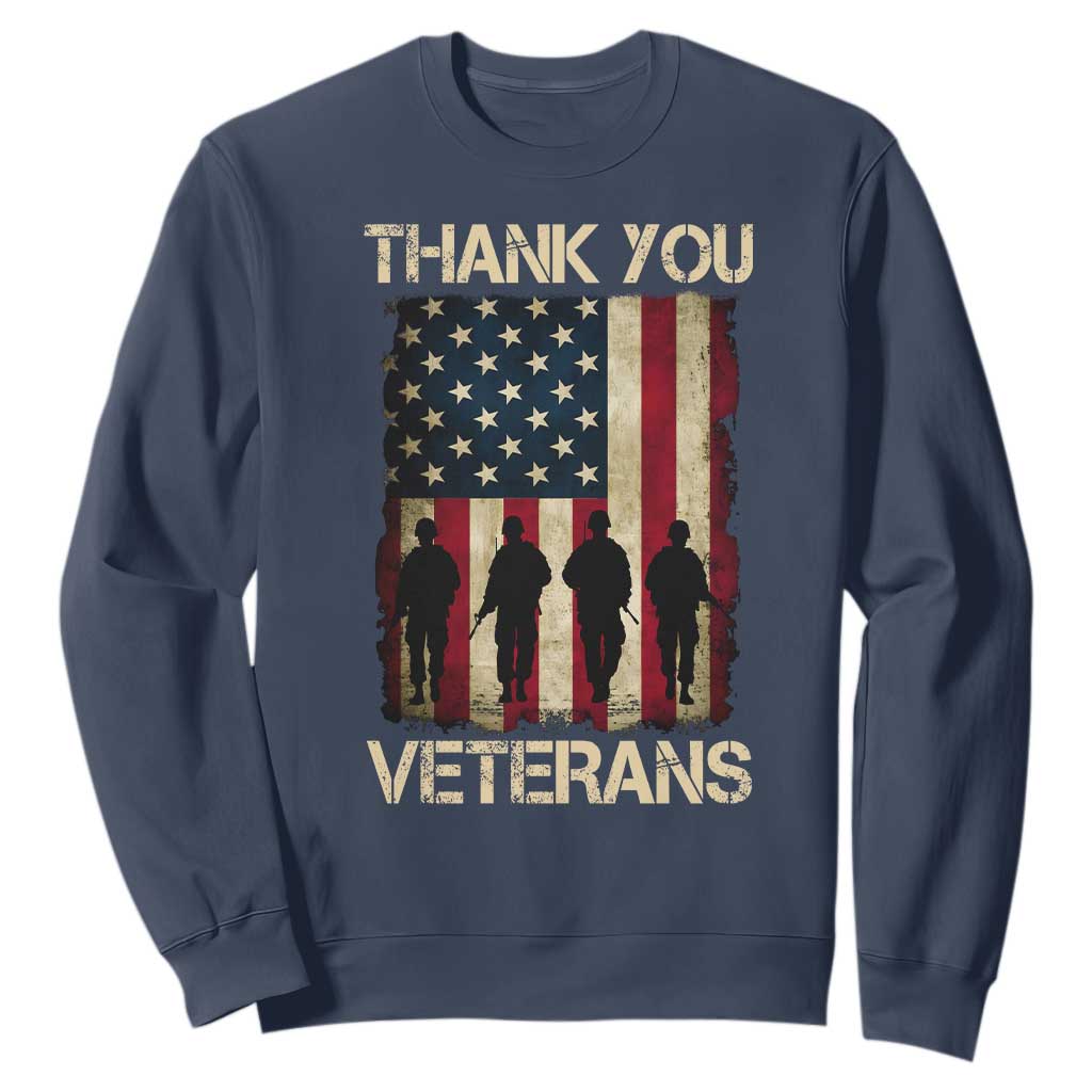 Thank You Veterans Sweatshirt Veterans Day Patriotic American Flag TS10 Navy Print Your Wear