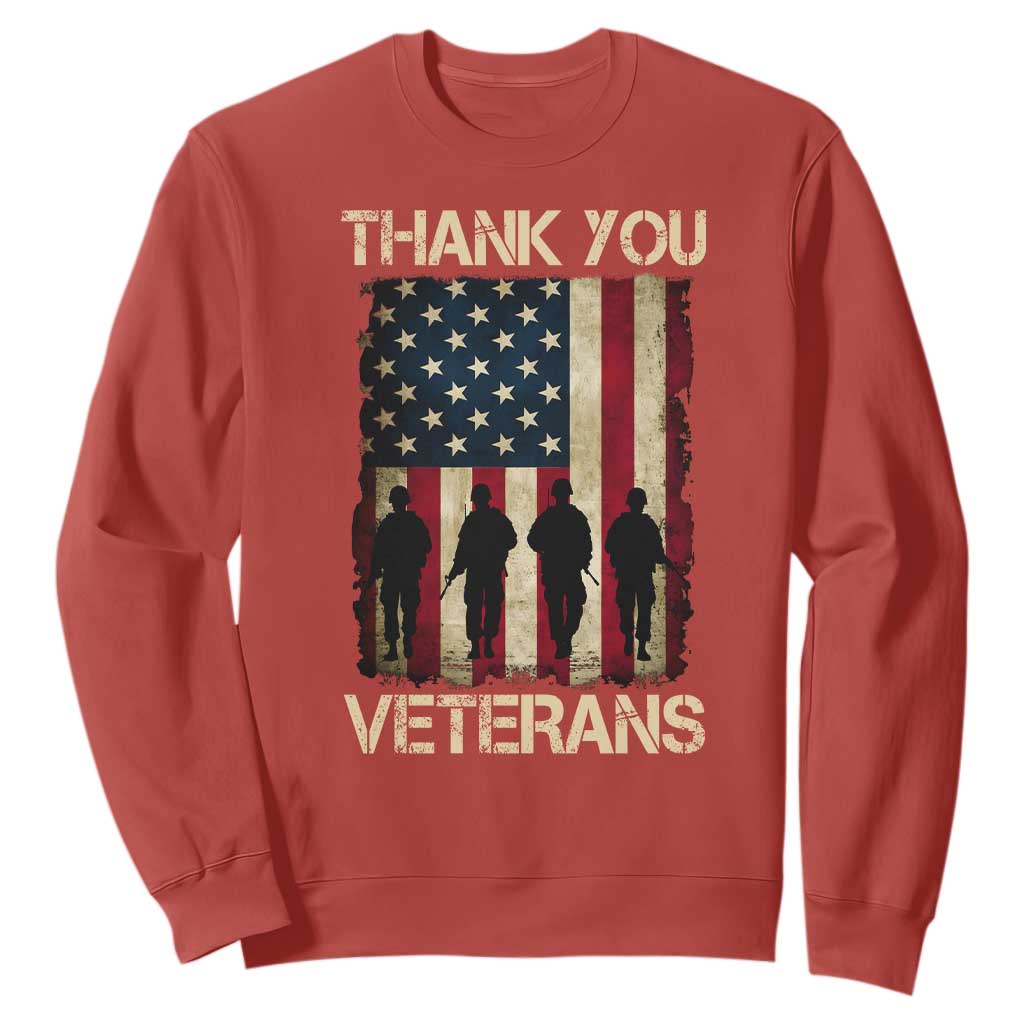 Thank You Veterans Sweatshirt Veterans Day Patriotic American Flag TS10 Red Print Your Wear