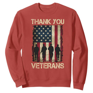 Thank You Veterans Sweatshirt Veterans Day Patriotic American Flag TS10 Red Print Your Wear