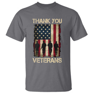 Thank You Veterans T Shirt Veterans Day Patriotic American Flag TS10 Charcoal Print Your Wear