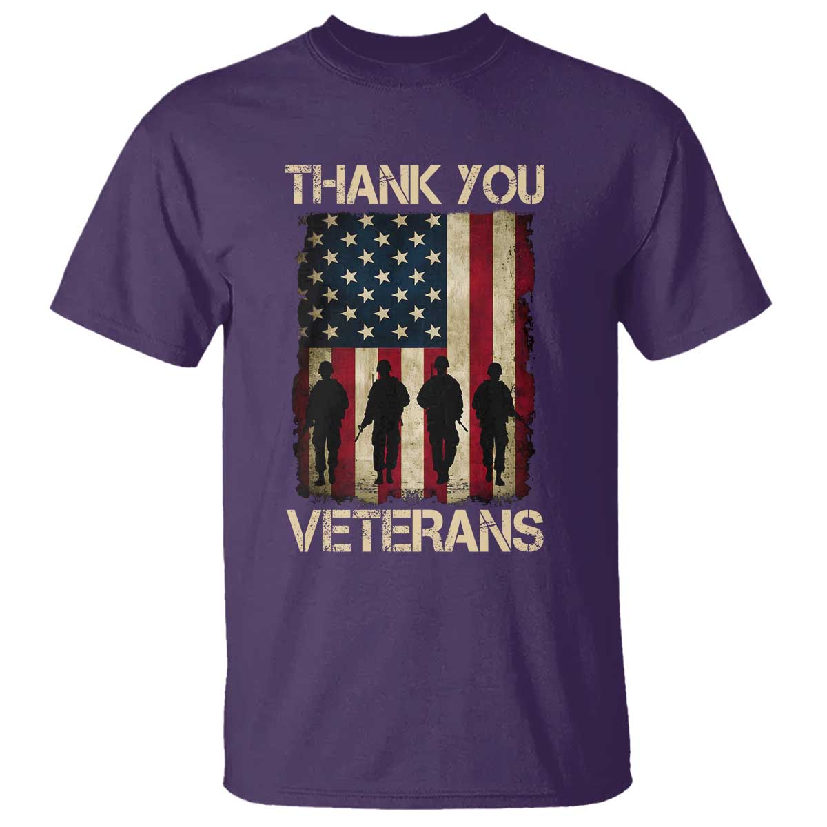 Thank You Veterans T Shirt Veterans Day Patriotic American Flag TS10 Purple Print Your Wear
