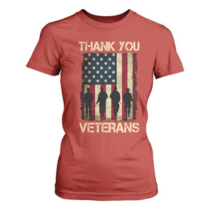 Thank You Veterans T Shirt For Women Veterans Day Patriotic American Flag TS10 Red Print Your Wear
