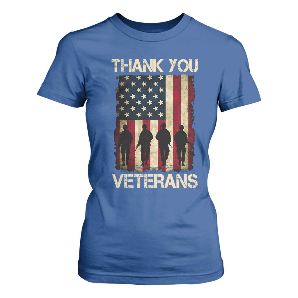 Thank You Veterans T Shirt For Women Veterans Day Patriotic American Flag TS10 Royal Blue Print Your Wear